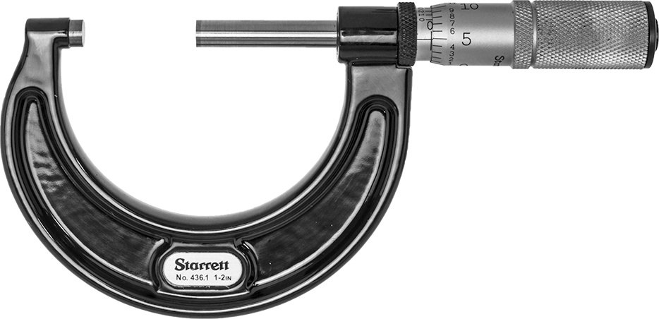 Starrett Dış Mikrometre, Sürtünme Yüzükçülü, Numara T436.1xfl-2, 1“ ila 2” Aralığı