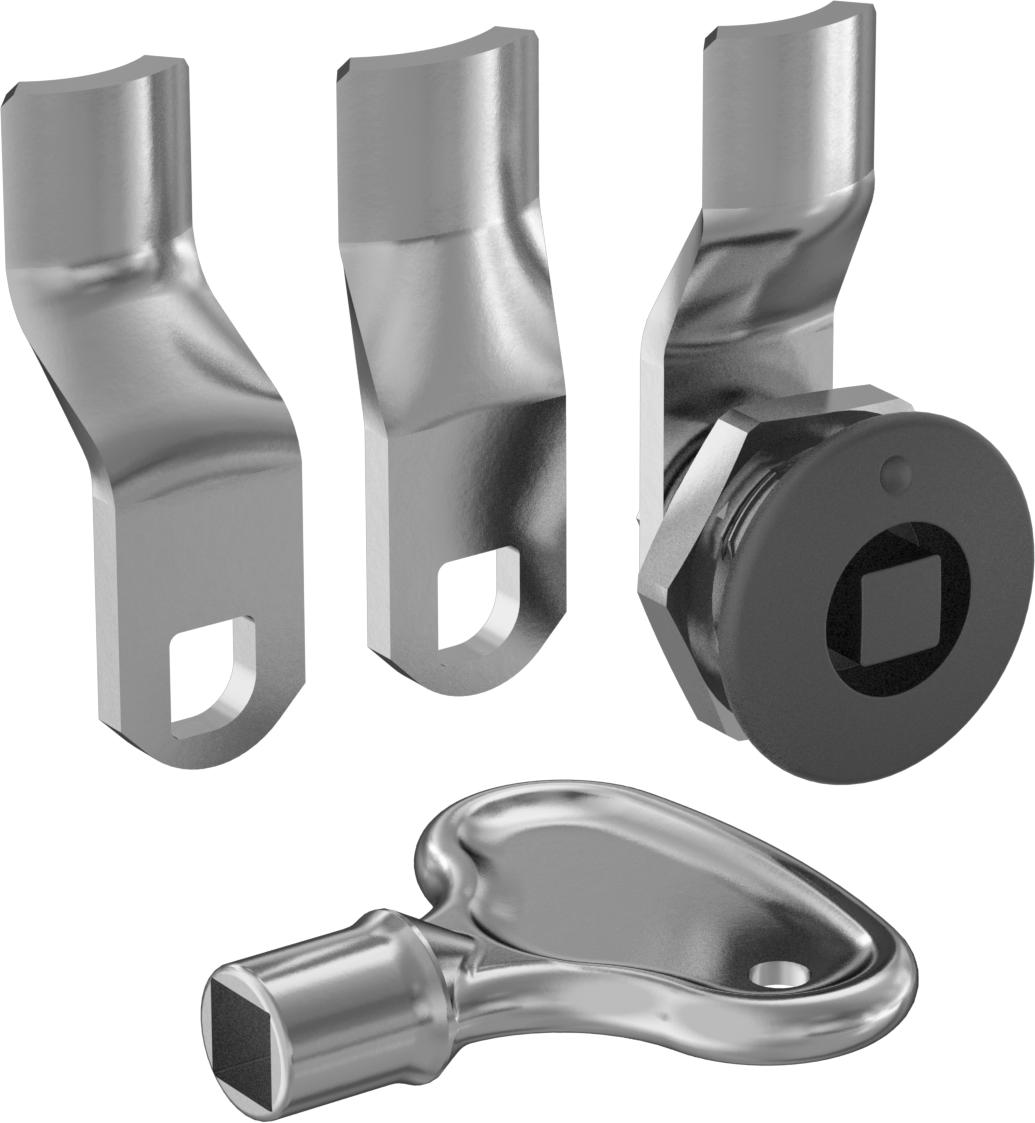 Kare Tahrikli Kam Kilidi, Toz Boyalı Çinko, 1/4" Maksimum Kalınlık için, 1-3/16" Baş Çapı