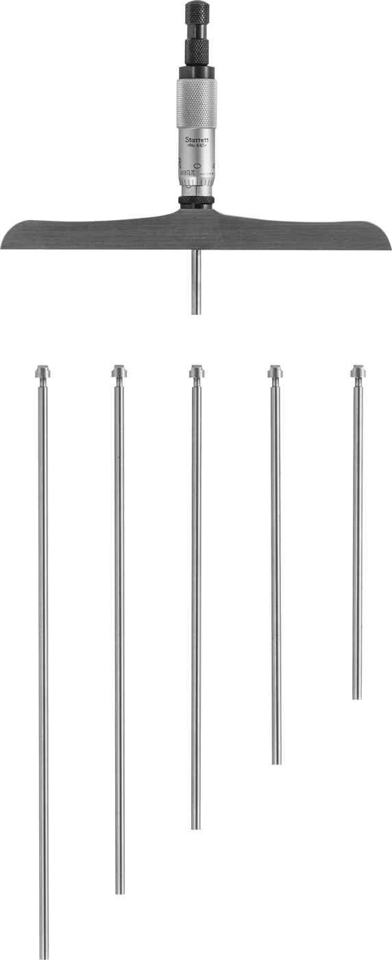Starrett Derinlik Mikrometresi, NIST Sertifikalı, Model 445Dz-6RL, 0“ ila 6” Ölçüm Aralığı