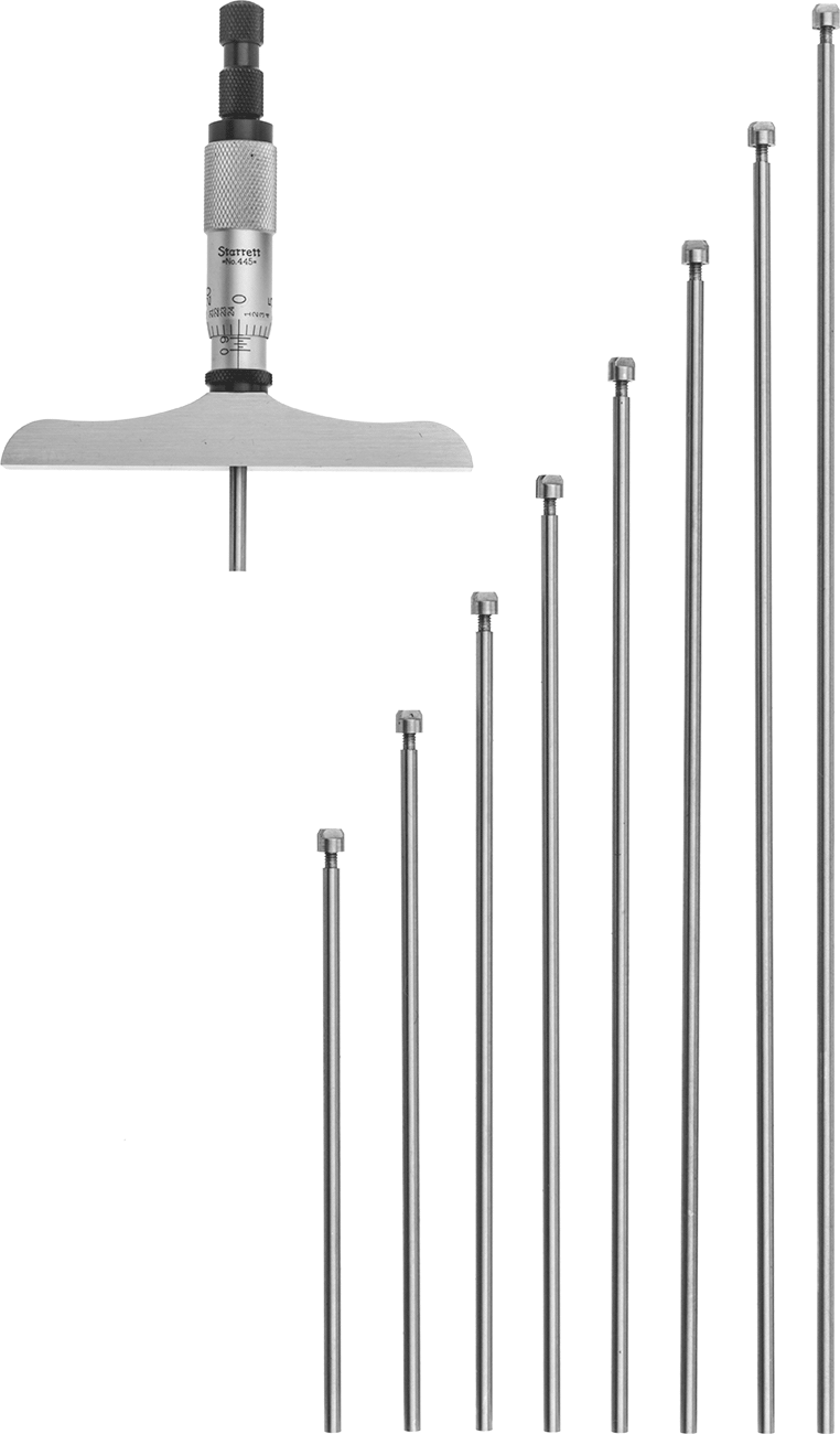 Starrett Derinlik Mikrometresi, NIST Sertifikalı, Model 445Bz-9RL, 0“ ila 9” Ölçüm Aralığı