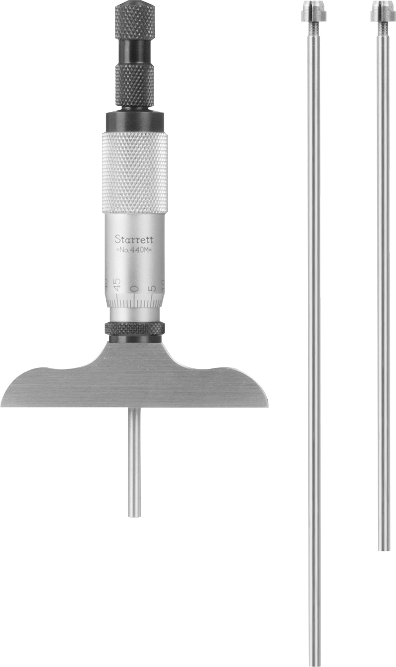 Starrett Derinlik Mikrometresi, 0 ila 75 mm Ölçüm Aralığına sahip Model 440mz-75RL