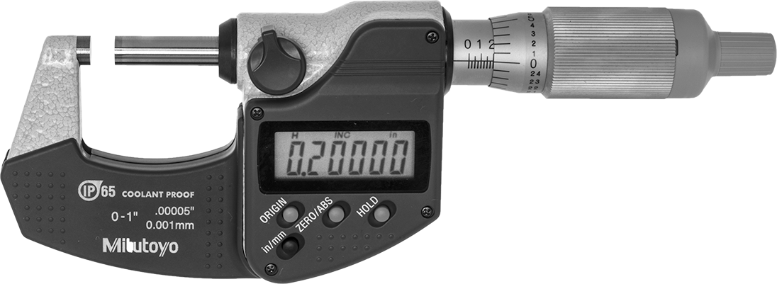 Soğutma Sıvısına Dayanıklı Mitutoyo Dış Mikrometre, Elektronik, Model 293-344-32, Cırcırlı Yüksük ile