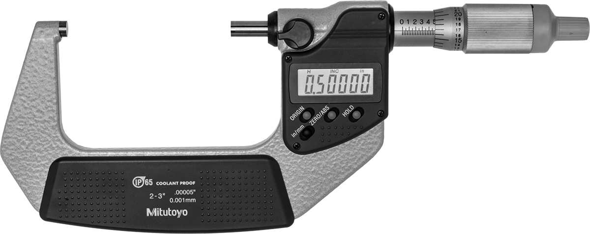 Soğutma Sıvısına Dayanıklı Mitutoyo Dış Mikrometre, Elektronik, Model 293-346-32, Cırcırlı Yüksük ile
