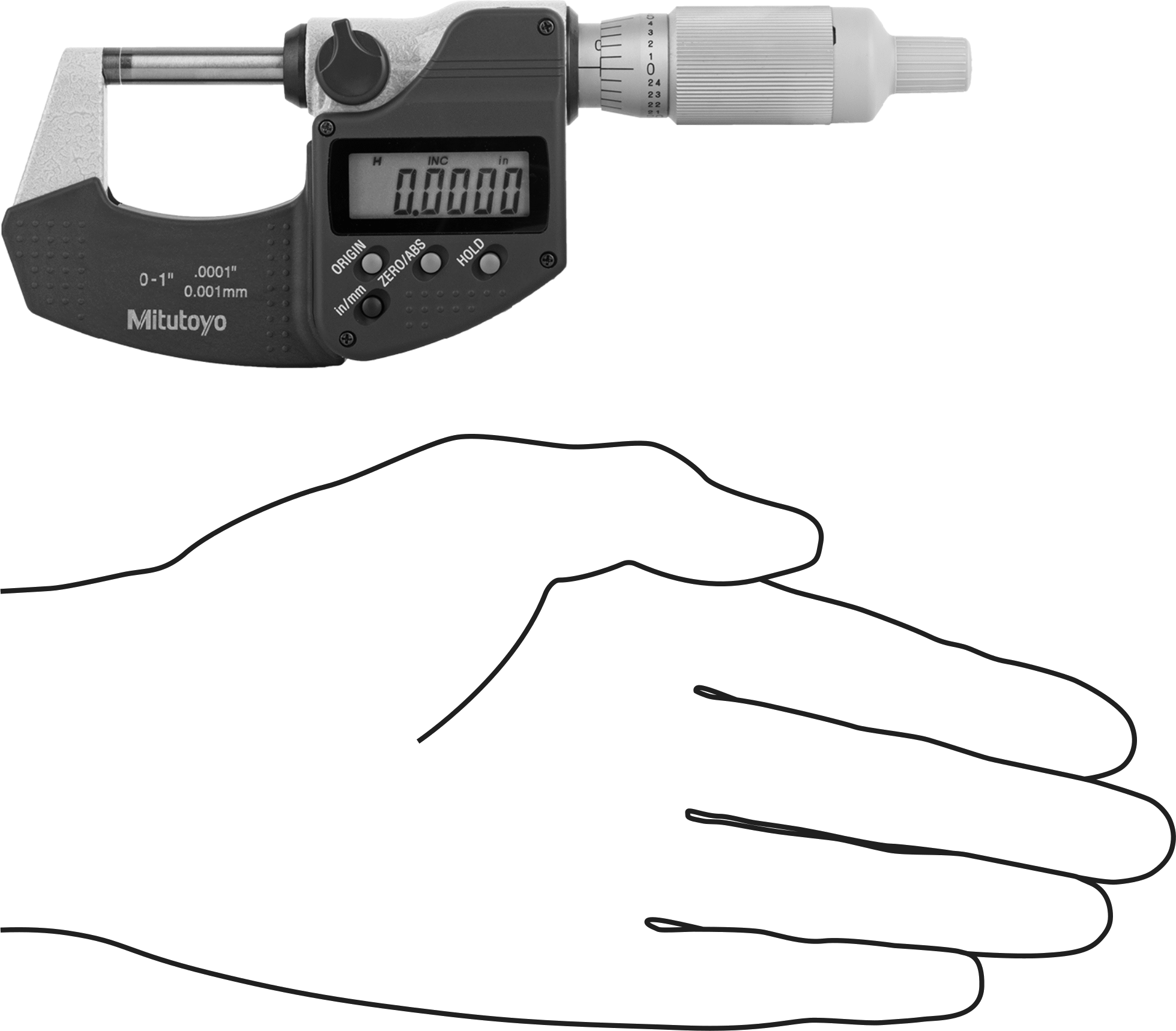 Soğutma Sıvısına Dayanıklı Mitutoyo Dış Mikrometre, Elektronik, Model 293-349-32, Sertifika ve Cırcır Yüzüğü ile