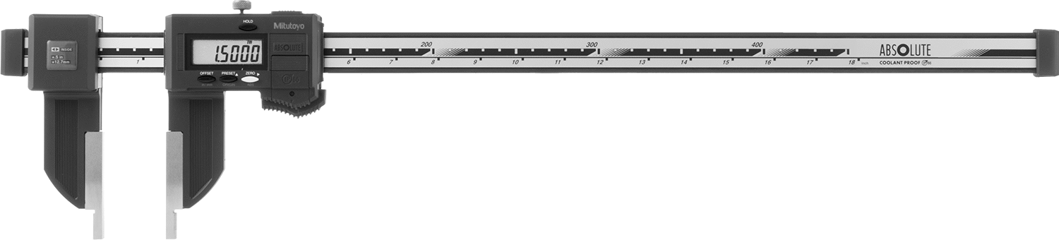 Soğutma Sıvısına Dayanıklı Mitutoyo Dijital Kaliper, Model 552-312-10, 0“ ila 18” ve 0 mm ila 450 mm Aralıklar