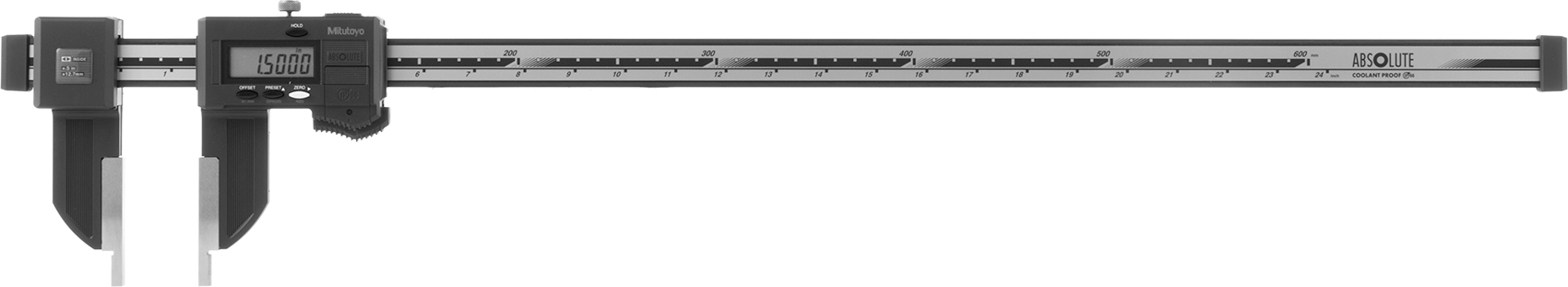 Soğutma Sıvısına Dayanıklı Mitutoyo Dijital Kaliper, Sertifikalı, Model 552-313-10, 0“ - 24” ve 0 mm - 600 mm Aralıkları