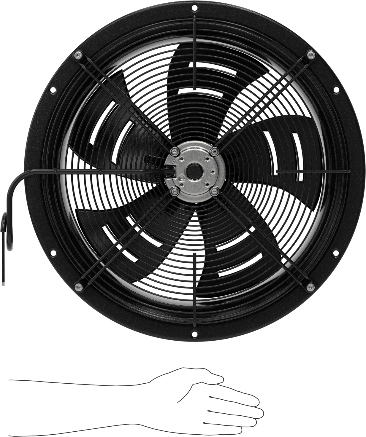 Toz Geçirmez Doğrudan Tahrikli Duvara Monte Egzoz Fanı, 17" Çaplı Bıçak ile, 120V AC, 21-3/8" Toplam Çap