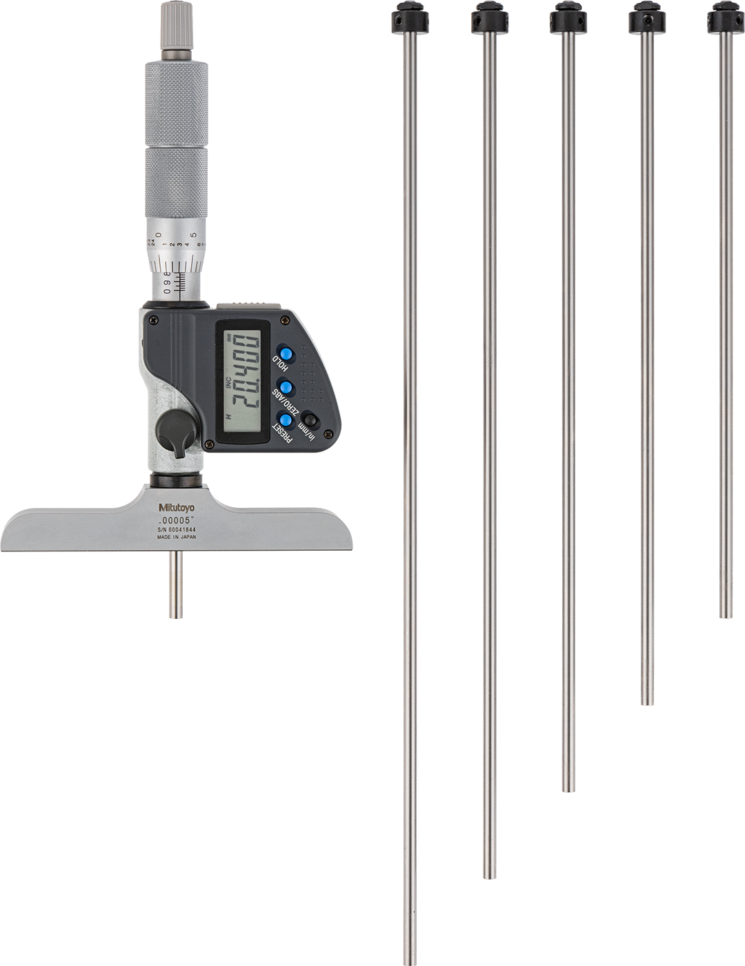Mitutoyo Elektronik Derinlik Mikrometresi, Model 329-350-30, 12-3/4" Toplam Yükseklik