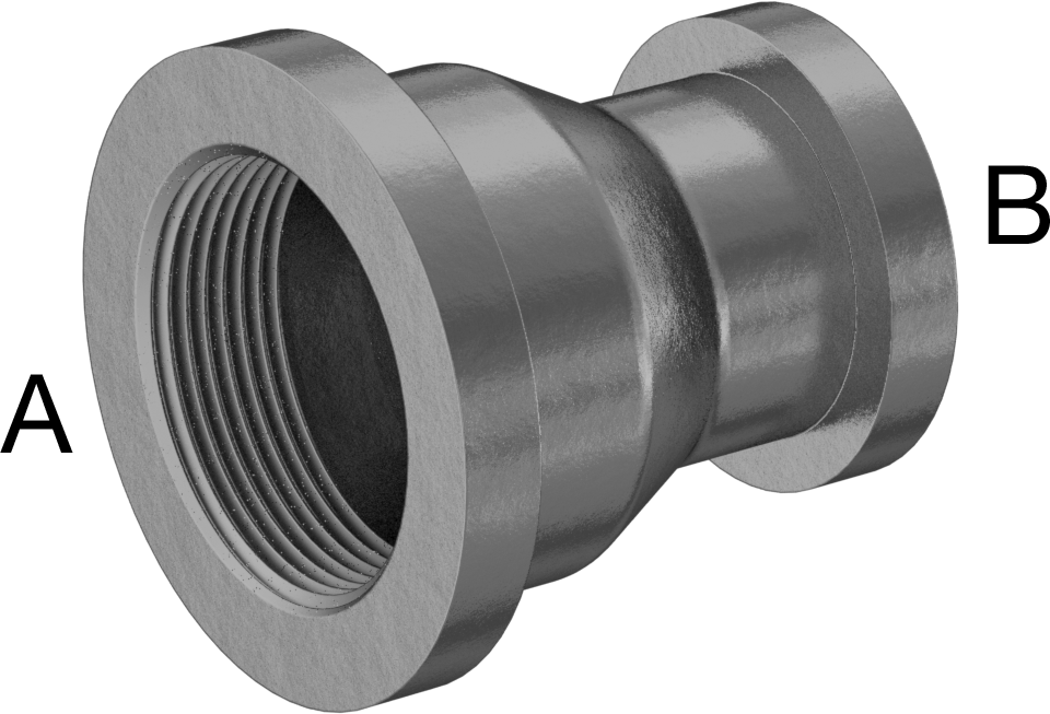 Orta Basınçlı Galvanizli Demir Boru Bağlantı Parçası, Düz Redüktör, 1-1/2 x 1 NPT Dişi