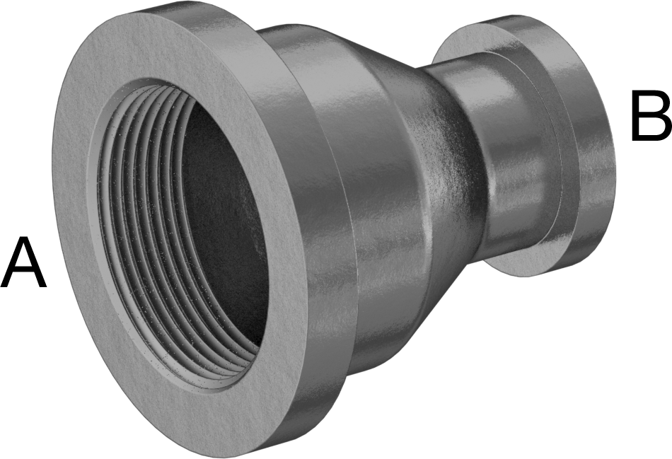 Orta Basınçlı Galvanizli Demir Boru Bağlantı Parçası, Düz Redüktör, 1-1/2 x 3/4 NPT Dişi