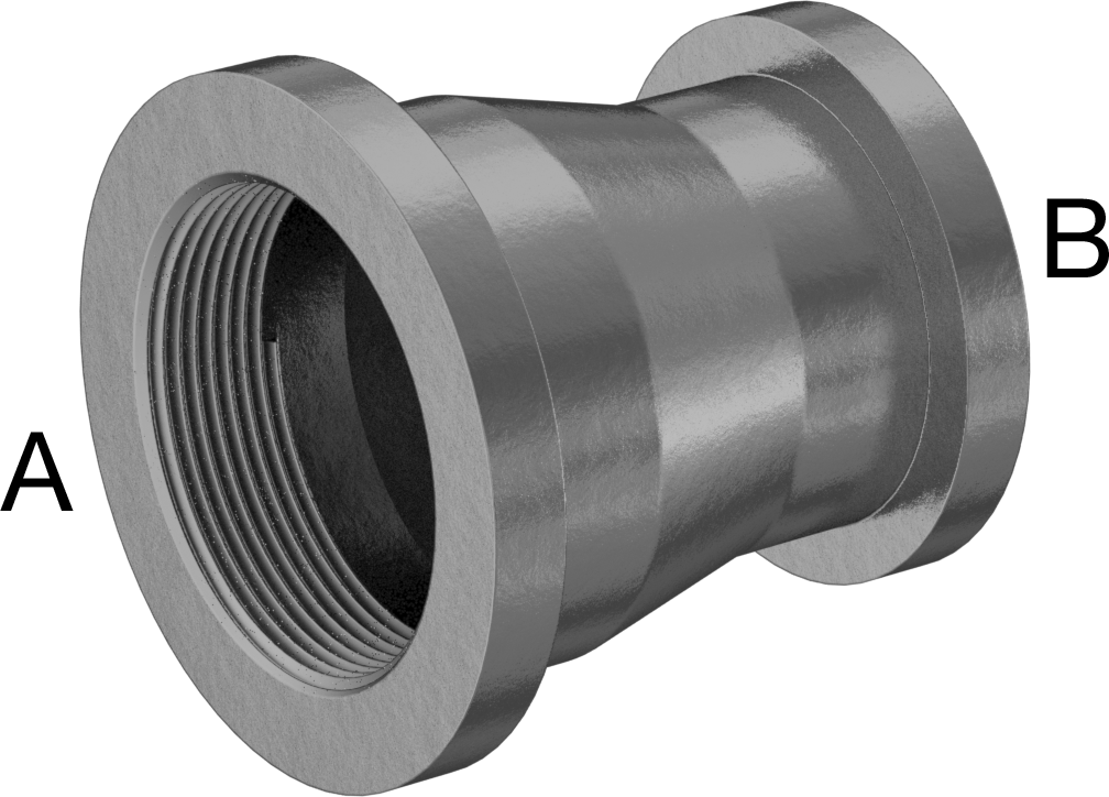 Orta Basınçlı Galvanizli Demir Boru Bağlantı Parçası, Düz Redüktör, 2 x 1-1/2 NPT Dişi