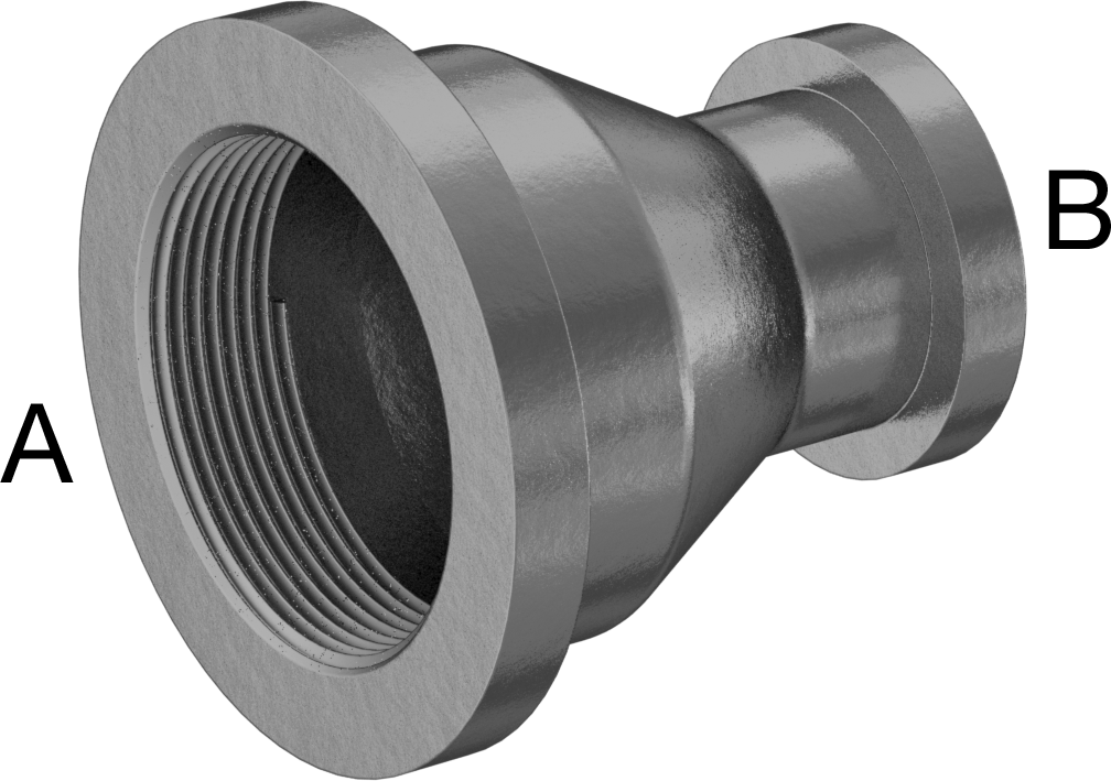 Orta Basınçlı Galvanizli Demir Boru Bağlantı Parçası, Düz Redüktör, 2 x 1 NPT Dişi