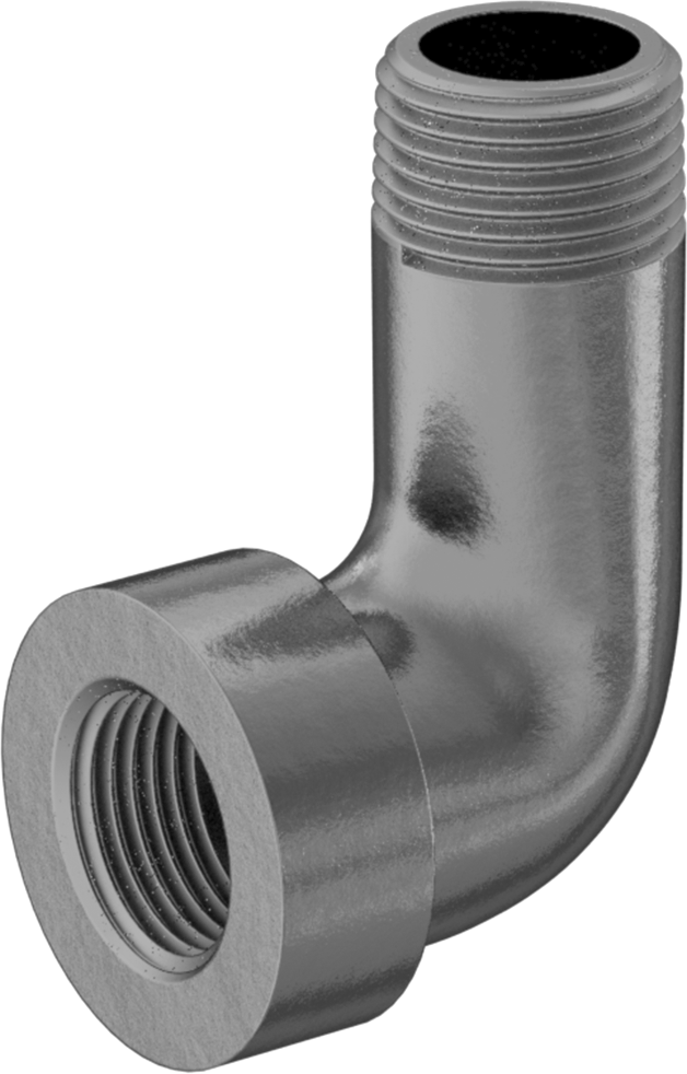 Orta Basınçlı Galvanizli Demir Boru Bağlantı Parçası, 90 Derece Dirsek Adaptörü, 3/8 NPT, Dişi x Erkek