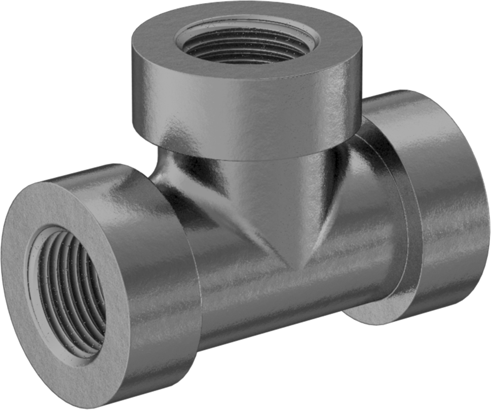Orta Basınçlı Galvanizli Demir Boru Bağlantı Parçası, T Konektörü, 3/8 NPT Dişi