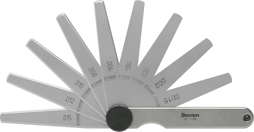 Starrett Kalınlık Ölçer Seti, Dar Alanlar için, Paslanmaz Çelik, Model Numarası 172ATS, 9 Yaprak