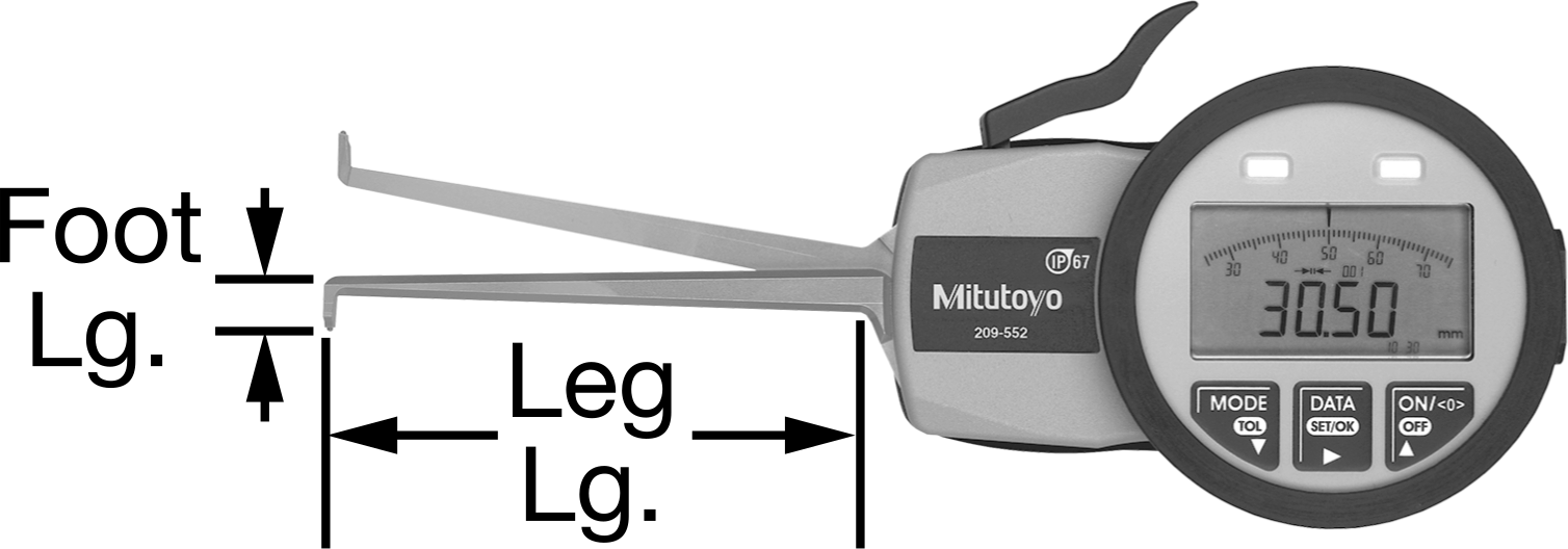 Mitutoyo Dijital İç Delik Kaliperi, Model 209-935, 0,2“ ila 0,59” ve 5 mm ila 15 mm Aralığı