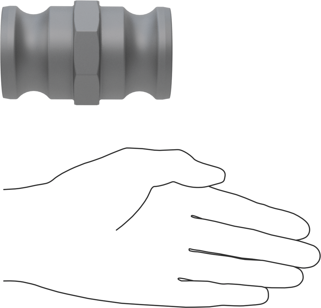 Eloksallı Alüminyum Kam ve Yivli Hortum Bağlantısı, 1-1/2 x 1-1/2 Boyut, Plug-Plug Konektörü