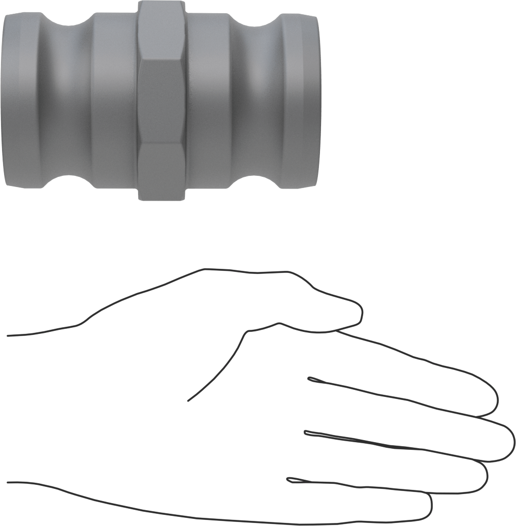 Eloksallı Alüminyum Kam ve Yivli Hortum Bağlantısı, Boyut 2 x 2, Plug-Plug Konektörü