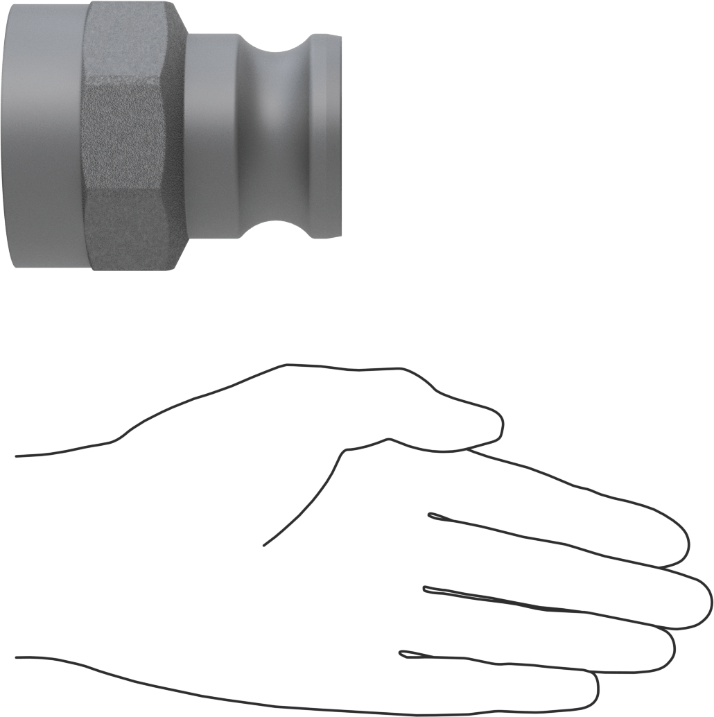 Eloksallı Alüminyum Kam ve Yivli Hortum Bağlantısı, 1-1/2 boyut, Plug, 2 NPT Dişi Uç