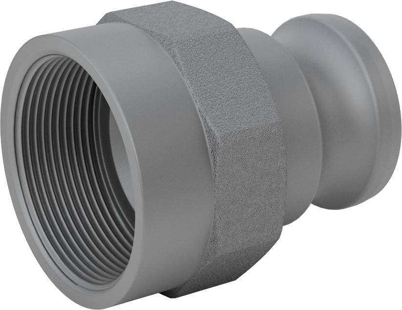 Eloksallı Alüminyum Kam ve Yivli Hortum Bağlantısı, 1-1/2 boyut, Plug, 2 NPT Dişi Uç