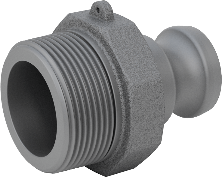 Eloksallı Alüminyum Kam ve Yivli Hortum Bağlantısı, Boyut 1, Plug, 1-1/2 NPT Erkek Uç