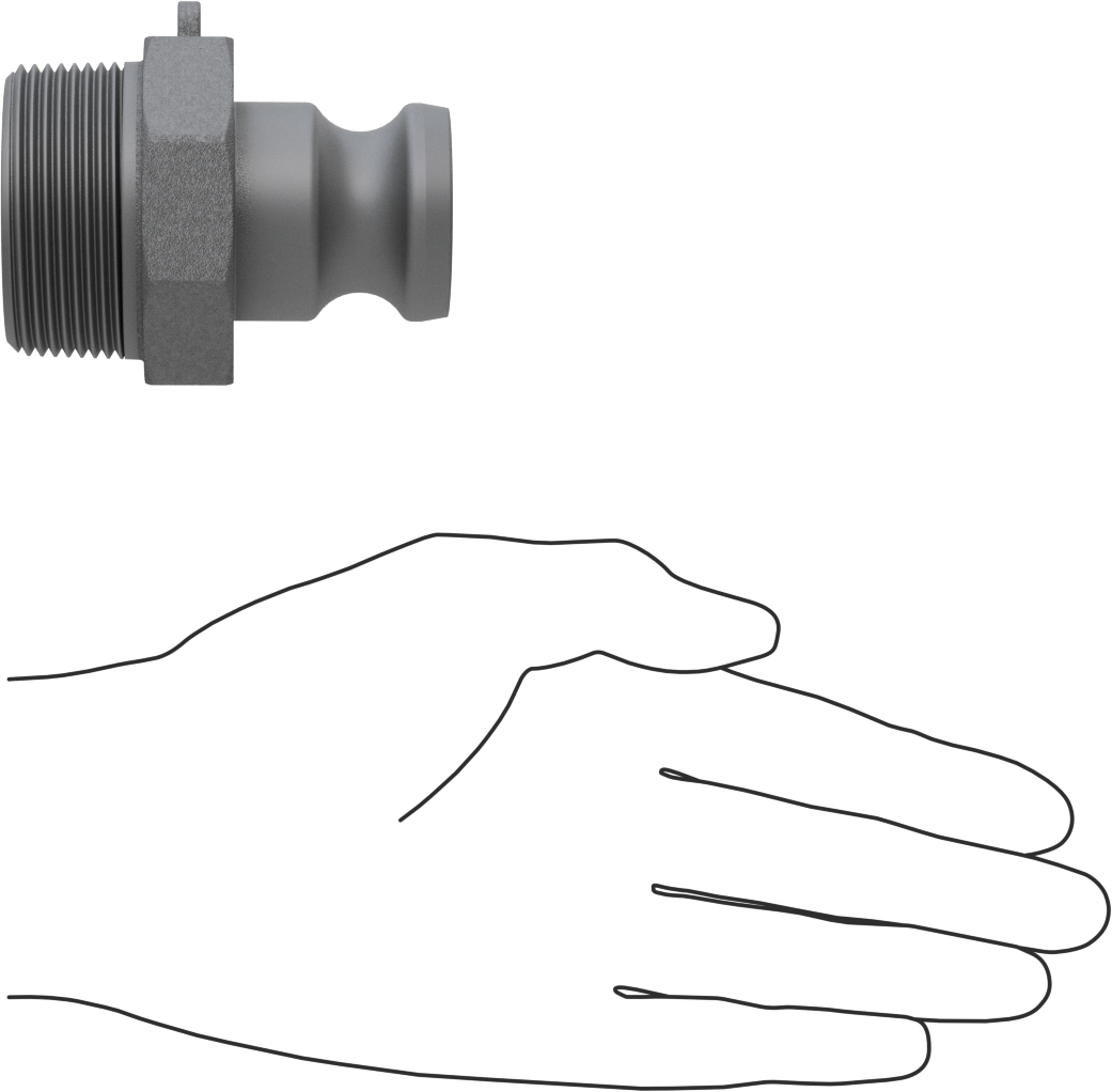 Eloksallı Alüminyum Kam ve Yivli Hortum Bağlantısı, Boyut 1, Plug, 1-1/2 NPT Erkek Uç