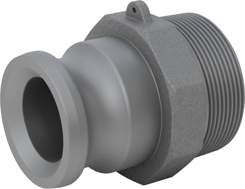 Eloksallı Alüminyum Kam ve Yivli Hortum Bağlantısı, 1-1/2 boyut, Plug, 2 NPT Erkek Uç