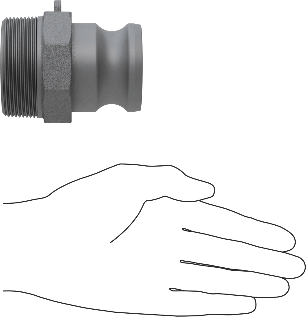 Eloksallı Alüminyum Kam ve Yivli Hortum Bağlantısı, 1-1/2 boyut, Plug, 2 NPT Erkek Uç