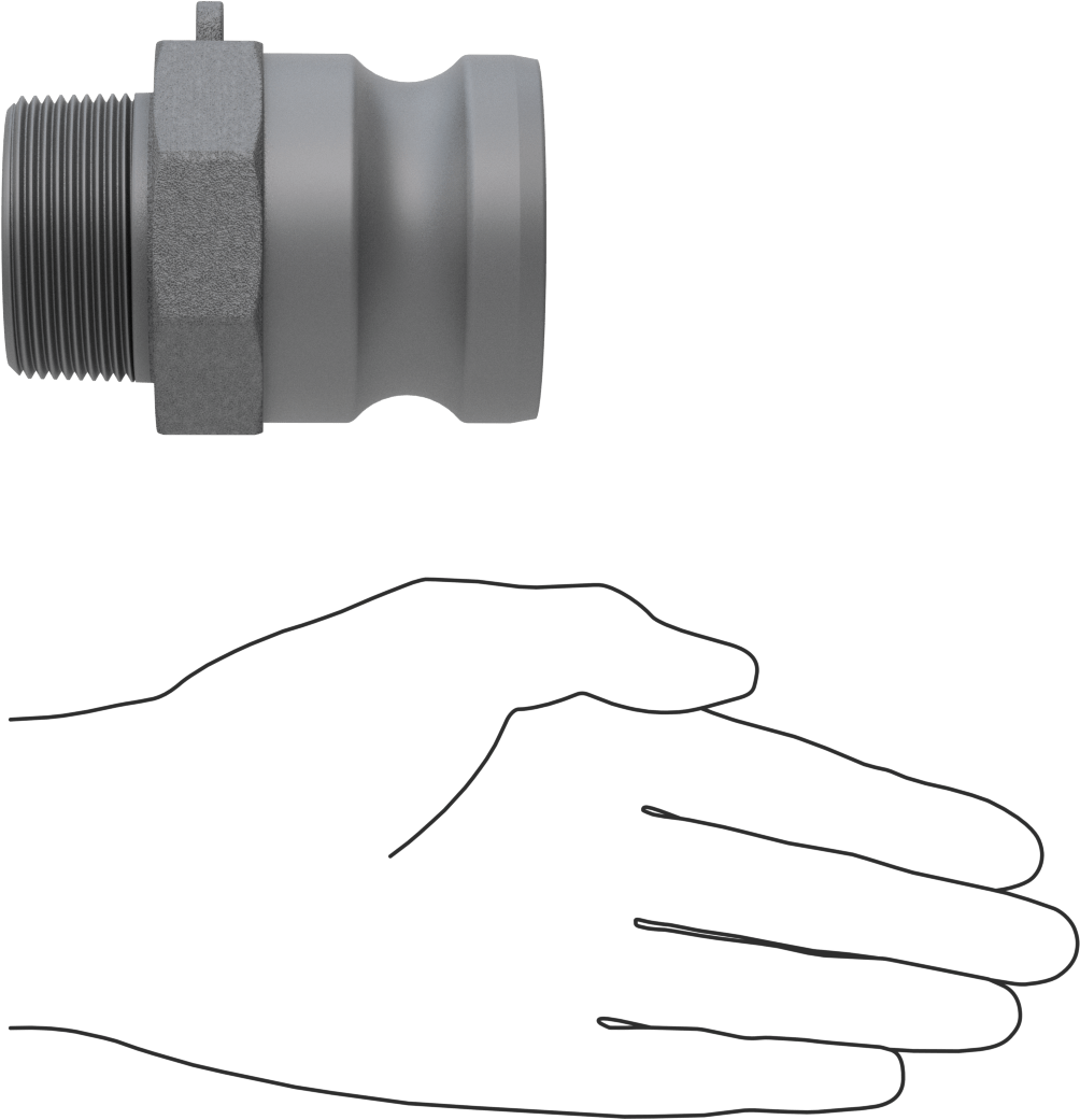 Eloksallı Alüminyum Kam ve Yivli Hortum Bağlantısı, 2 Numaralı, Plug, 1-1/2 NPT Erkek Uç