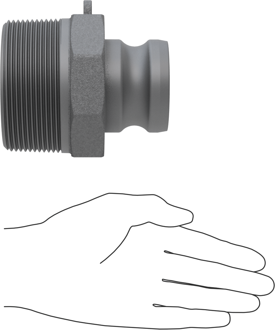 Eloksallı Alüminyum Kam ve Yivli Hortum Bağlantısı, 2 Numaralı, Plug, 3 NPT Erkek Uç