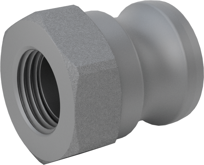 Eloksallı Alüminyum Kam ve Yivli Hortum Bağlantısı, Plug, 3/4 Kaplin Boyutu, 1/2 NPT Dişi Uç