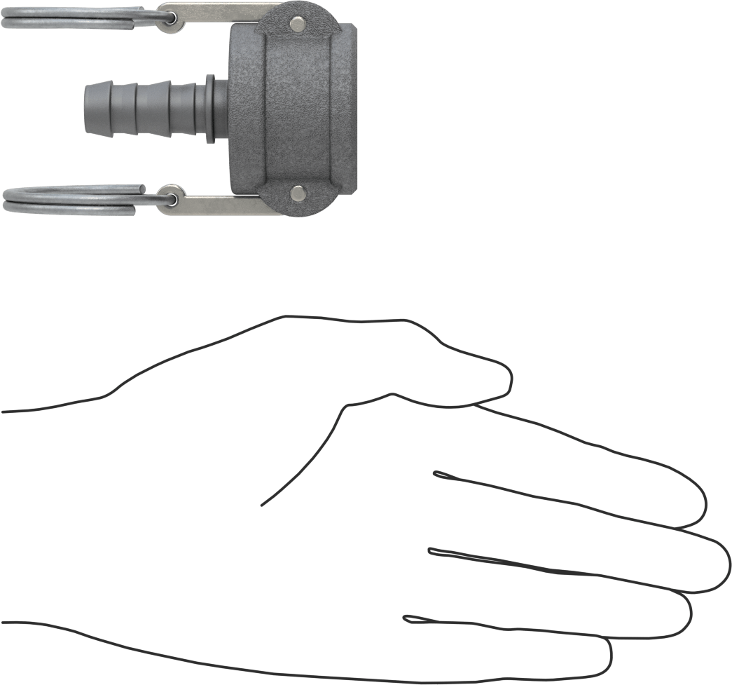 Eloksallı Alüminyum Kam ve Yivli Hortum Bağlantısı, Soket, 3/4 Boyutlu, Kilitlenmeyen Kollu, 1/2" Hortum İç Çapı için