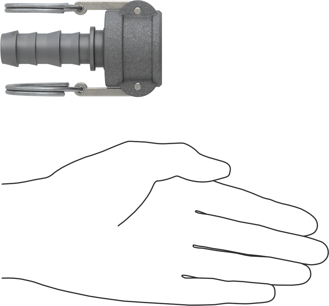 Eloksallı Alüminyum Kam ve Yivli Hortum Bağlantısı, Boyut 3/4, Kilitlenmeyen Kollu Soket, 3/4" Hortum İç Çapı