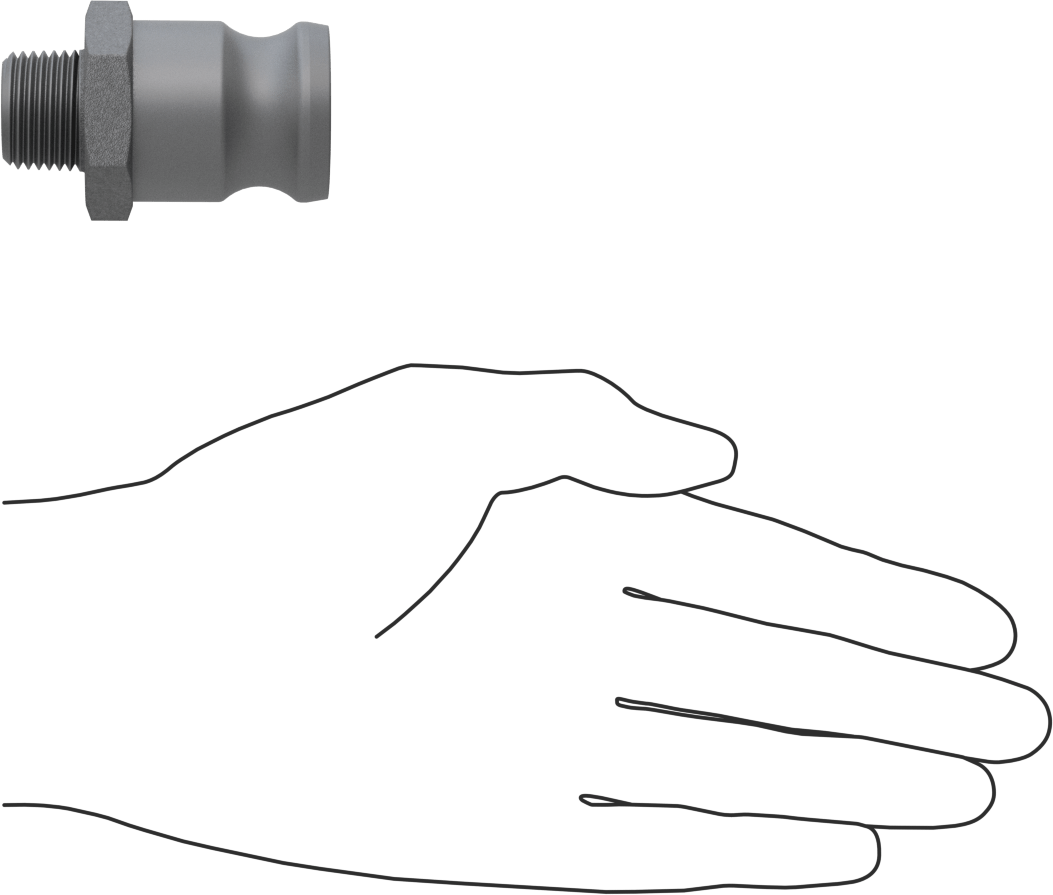 Eloksallı Alüminyum Kam ve Yivli Hortum Bağlantısı, 3/4 Boyut, Düz Plug, 1/2 NPT Erkek