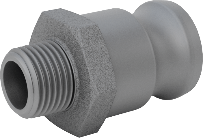 Eloksallı Alüminyum Kam ve Yivli Hortum Bağlantısı, 3/4 Boyut, Düz Plug, 1/2 NPT Erkek
