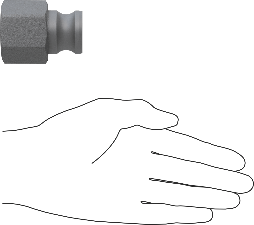 Eloksallı Alüminyum Kam ve Yivli Hortum Bağlantısı, Düz Plug, 3/4 Kaplin Boyutu, 1 NPT Dişi Uç
