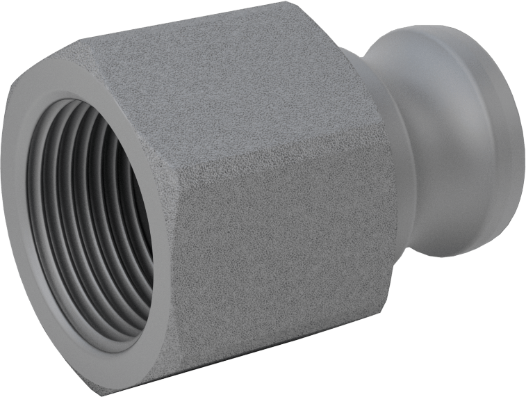 Eloksallı Alüminyum Kam ve Yivli Hortum Bağlantısı, Düz Plug, 3/4 Kaplin Boyutu, 1 NPT Dişi Uç