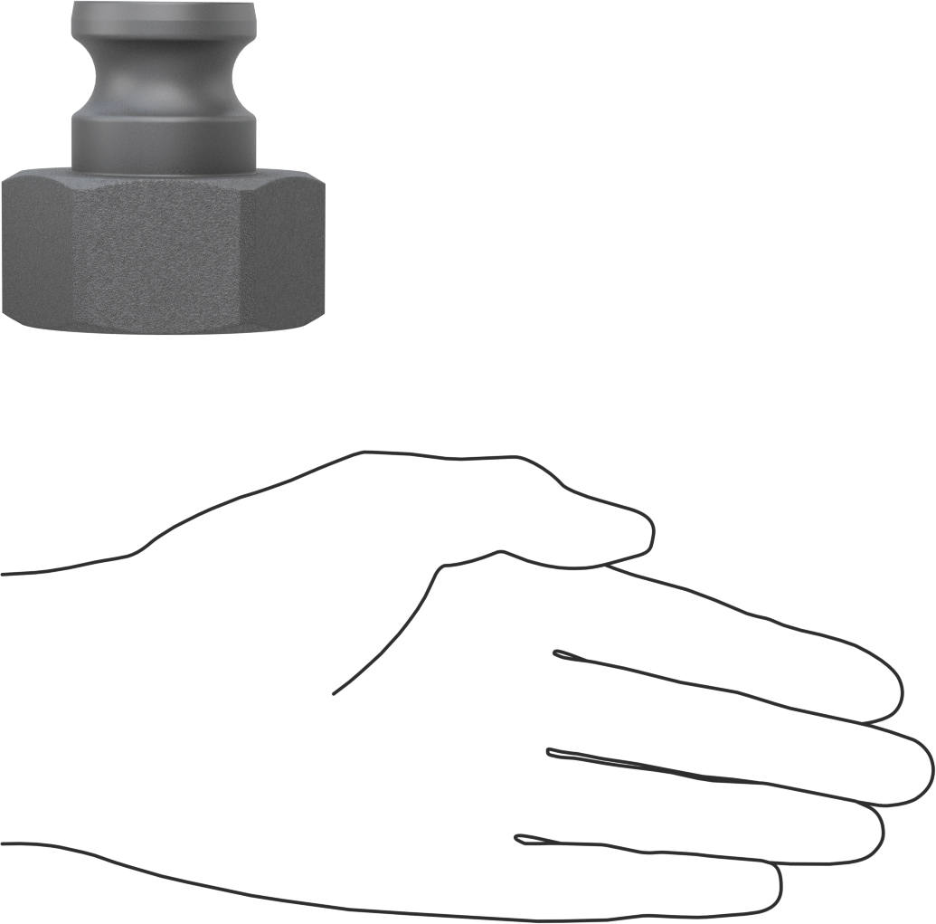 Eloksallı Alüminyum Kam ve Yivli Hortum Bağlantısı, Düz Plug, 1 Kaplin Boyutu, 1-1/2 NPT Dişi Uç