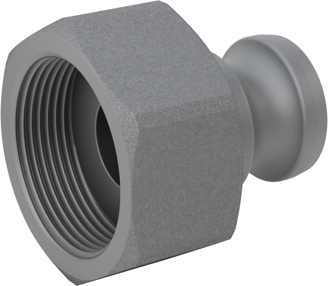 Eloksallı Alüminyum Kam ve Yivli Hortum Bağlantısı, Düz Plug, 1 Kaplin Boyutu, 1-1/2 NPT Dişi Uç