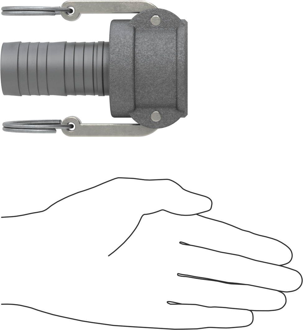 Eloksallı Alüminyum Kam ve Yivli Hortum Bağlantısı, 1-1/4 Boyut, Soket, Kilitlenmeyen Kollar, 1-1/4" Hortum İç Çapı