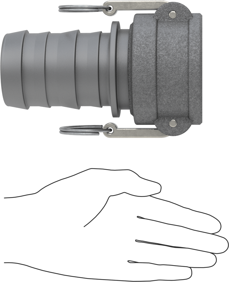 Eloksallı Alüminyum Kam ve Yivli Hortum Bağlantısı, Boyut 2-1/2, Soket, Kilitlenmeyen Kollar, 2-1/2" Hortum İç Çapı