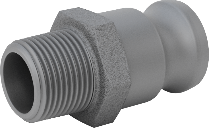 Eloksallı Alüminyum Kam ve Yivli Hortum Bağlantısı, Boyut 3/4, Plug, 3/4 NPT Erkek Uç
