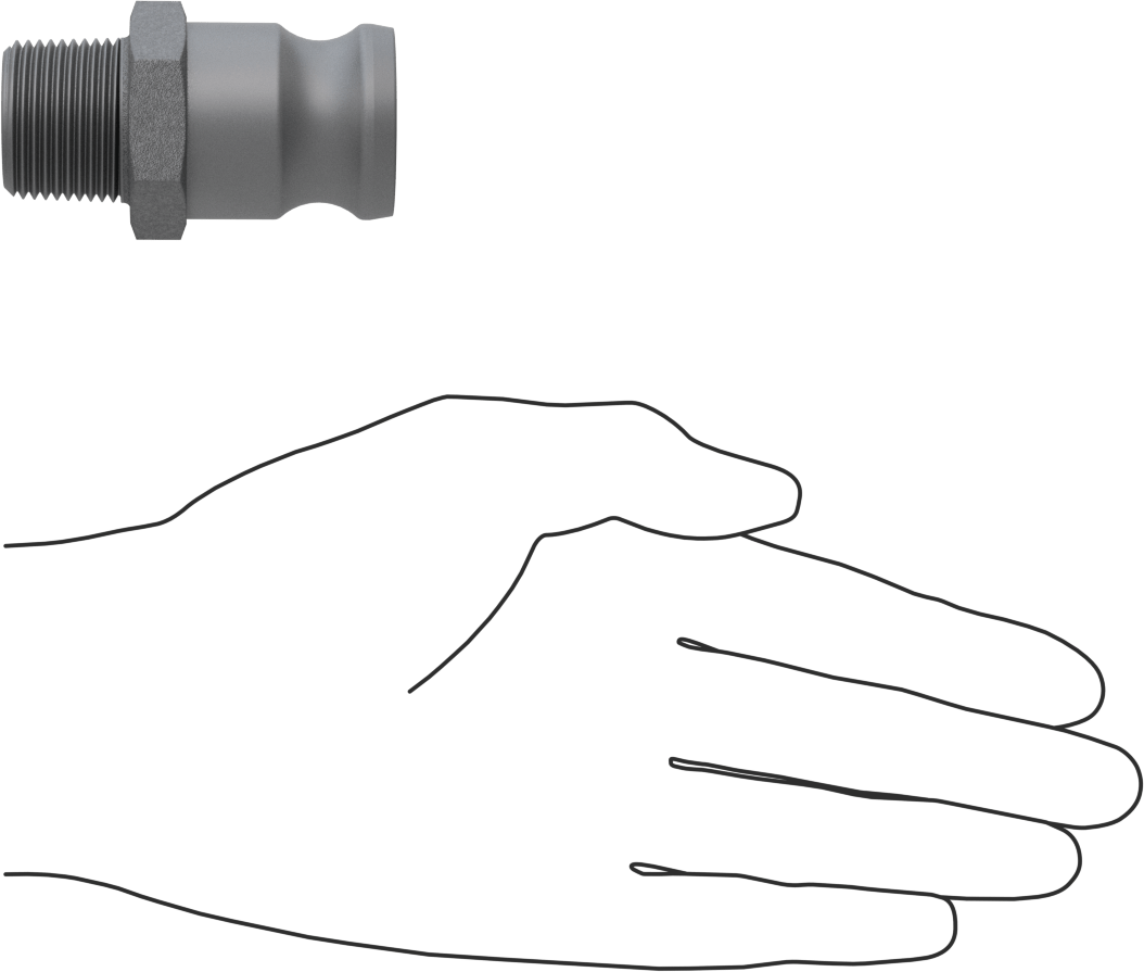 Eloksallı Alüminyum Kam ve Yivli Hortum Bağlantısı, Boyut 3/4, Plug, 3/4 NPT Erkek Uç
