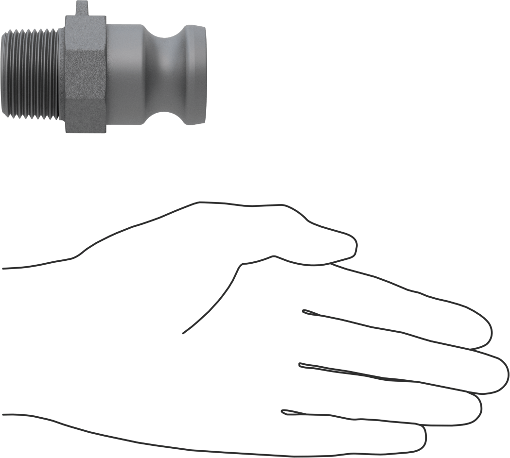 Eloksallı Alüminyum Kam ve Yivli Hortum Bağlantısı, Boyut 1, Plug, 1 NPT Erkek Uç