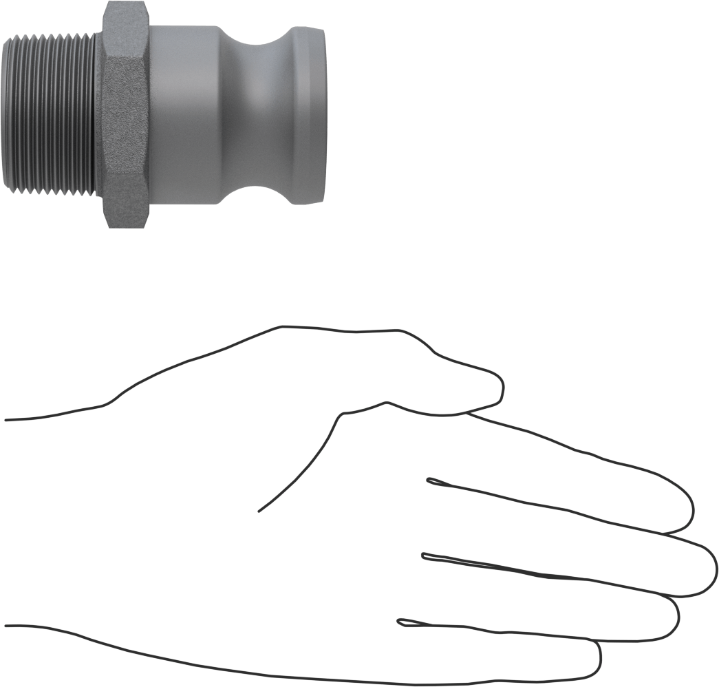 Eloksallı Alüminyum Kam ve Yivli Hortum Bağlantısı, 1-1/4 Boyut, Plug, 1-1/4 NPT Erkek Uç