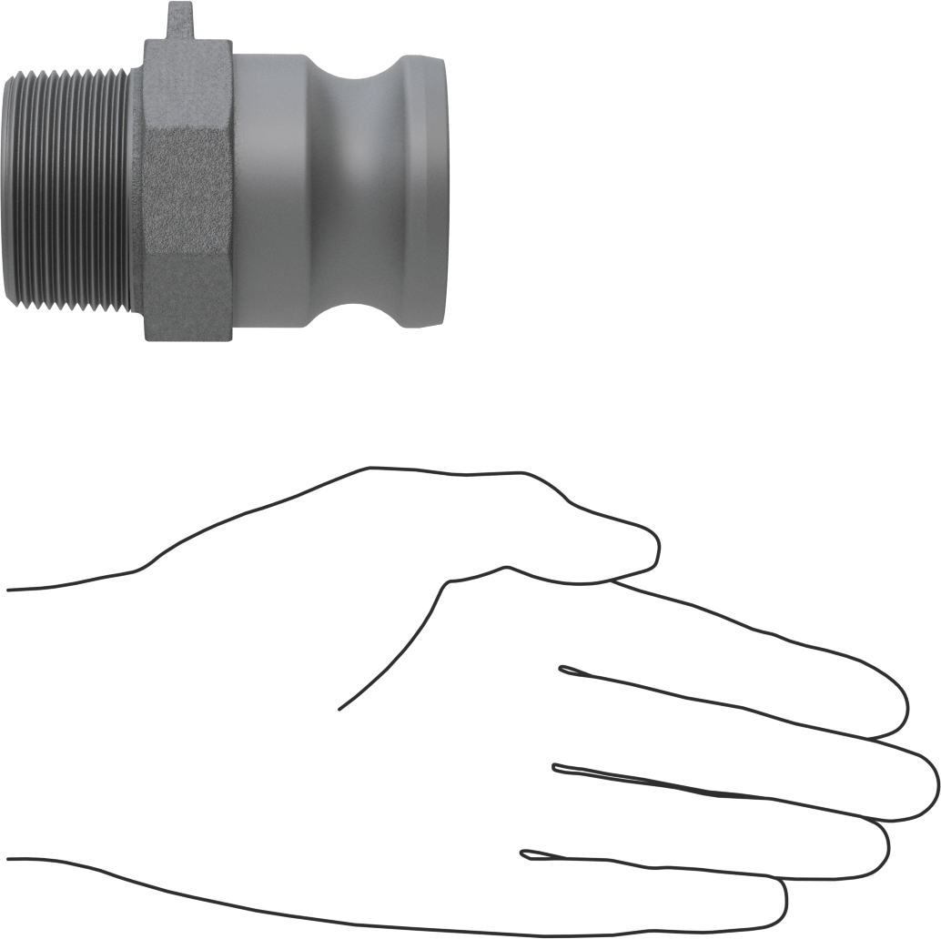 Eloksallı Alüminyum Kam ve Yivli Hortum Bağlantısı, 1-1/2 boyut, Plug, 1-1/2 NPT Erkek Uç