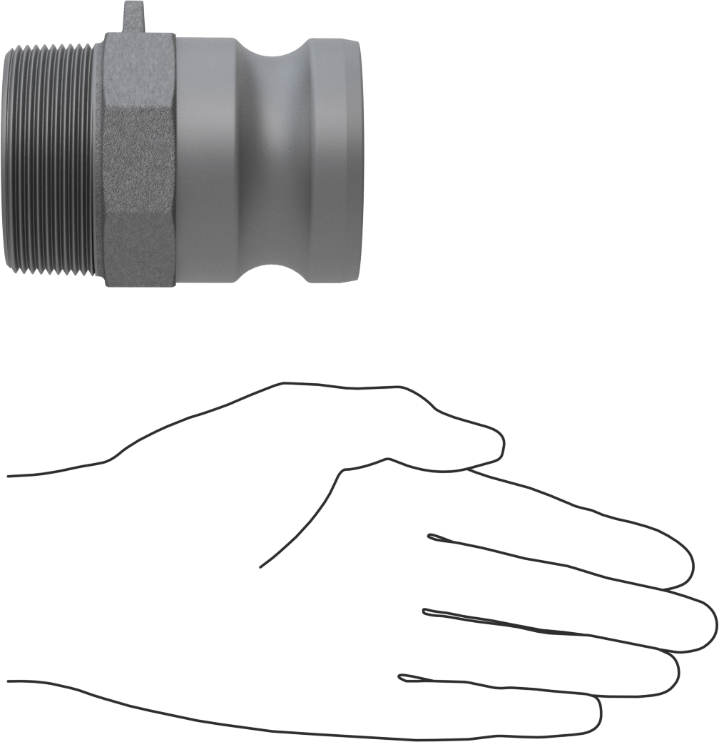 Eloksallı Alüminyum Kam ve Yivli Hortum Bağlantısı, 2 Numaralı, Plug, 2 NPT Erkek Uç