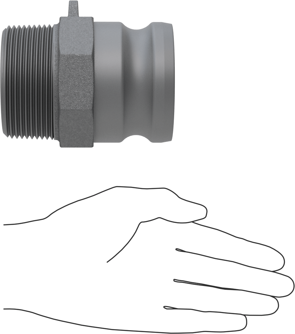 Eloksallı Alüminyum Kam ve Yivli Hortum Bağlantısı, Boyut 2-1/2, Plug, 2-1/2 NPT Erkek Uç