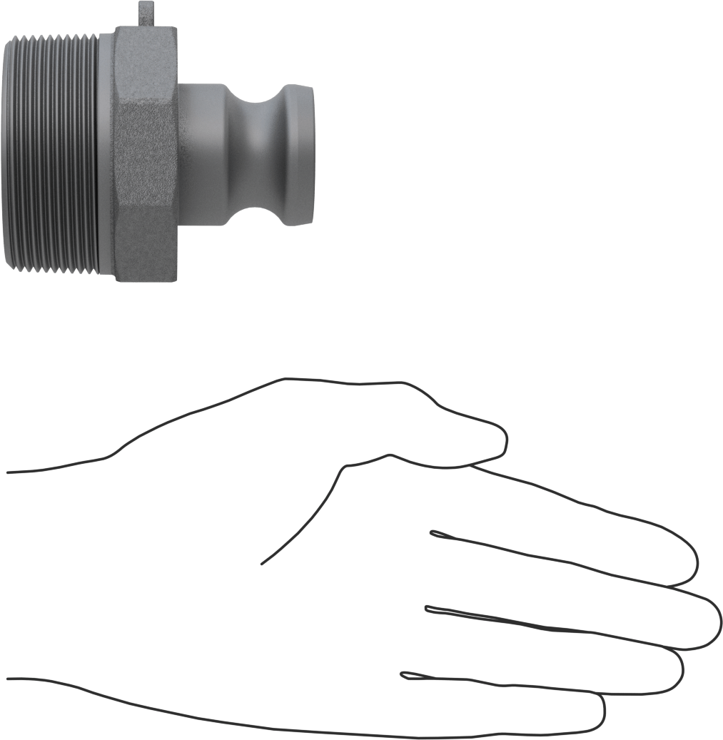 Eloksallı Alüminyum Kam ve Yivli Hortum Bağlantısı, Düz Plug, 1 Kaplin Boyutu, 2 NPT Erkek Uç