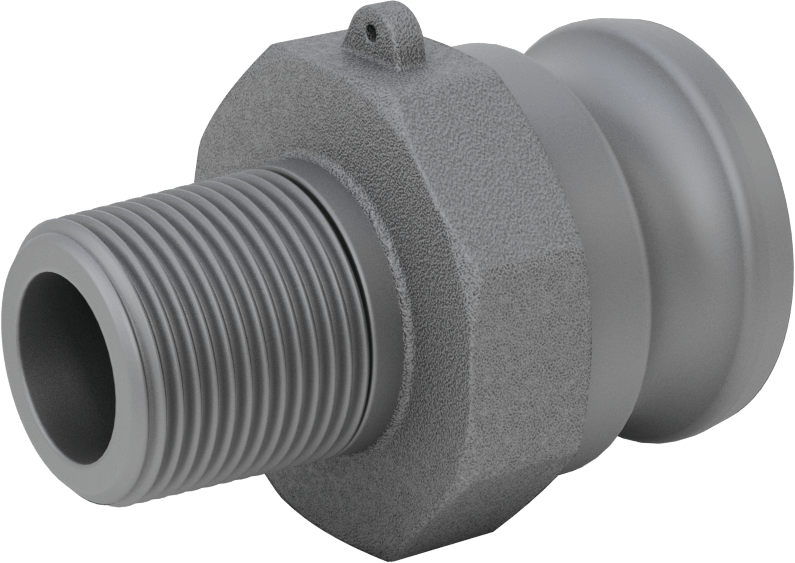 Eloksallı Alüminyum Kam ve Yivli Hortum Bağlantısı, Düz Plug, 1-1/2 Kaplin Boyutu, 1 NPT Erkek Uç